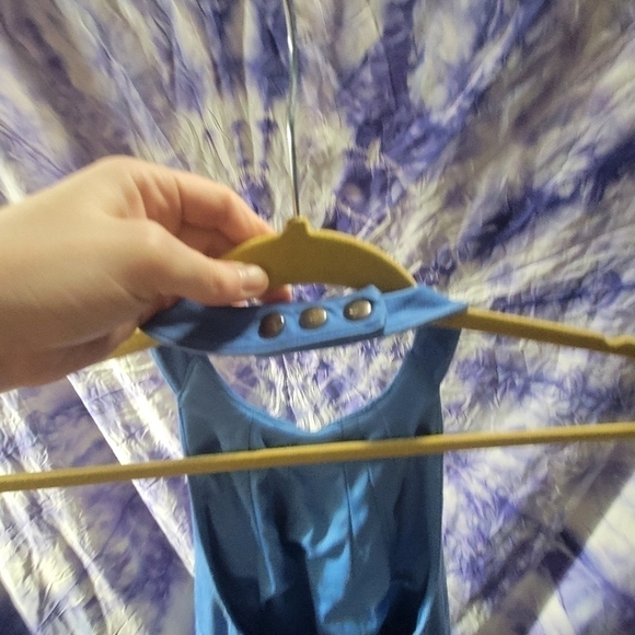 Jessica Simpson Blue Halter Pleated Neckline Deep Front Pockets A-line Dress 6 - Picture 6 of 15